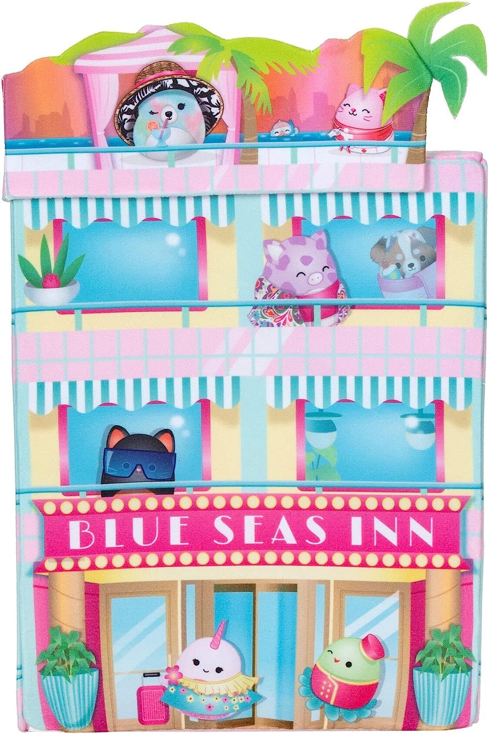 Squishville by Original Squishmallows Blue Seas Inn - Includes Two 2-Inch Squishmallows, Suitcase, Lounger, and Large Playscene -  Exclusive