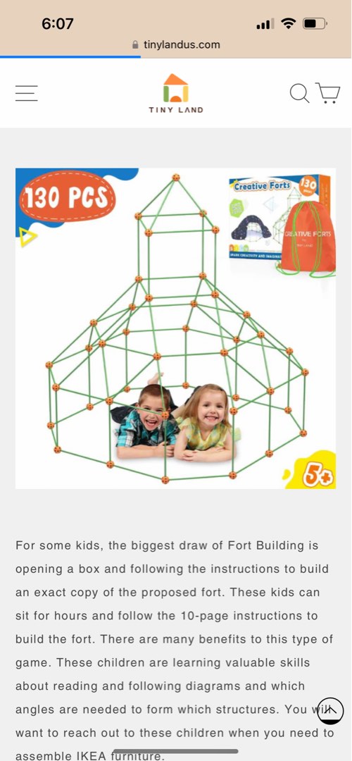 Tiny Land Kids-Fort-Building-Kit-130 Pieces-Creative Fort 130pcs