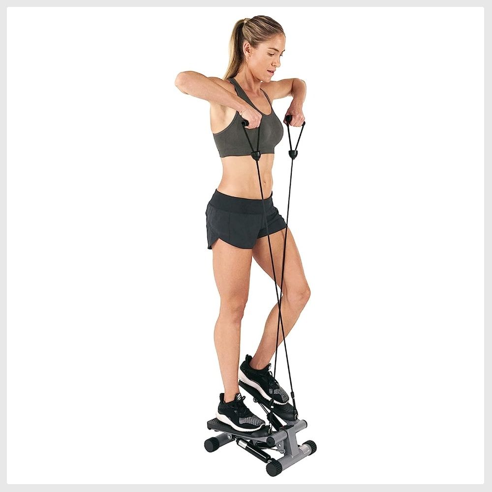 Sunny Health Fitness Mini Stepper with Resistance Bands Sports