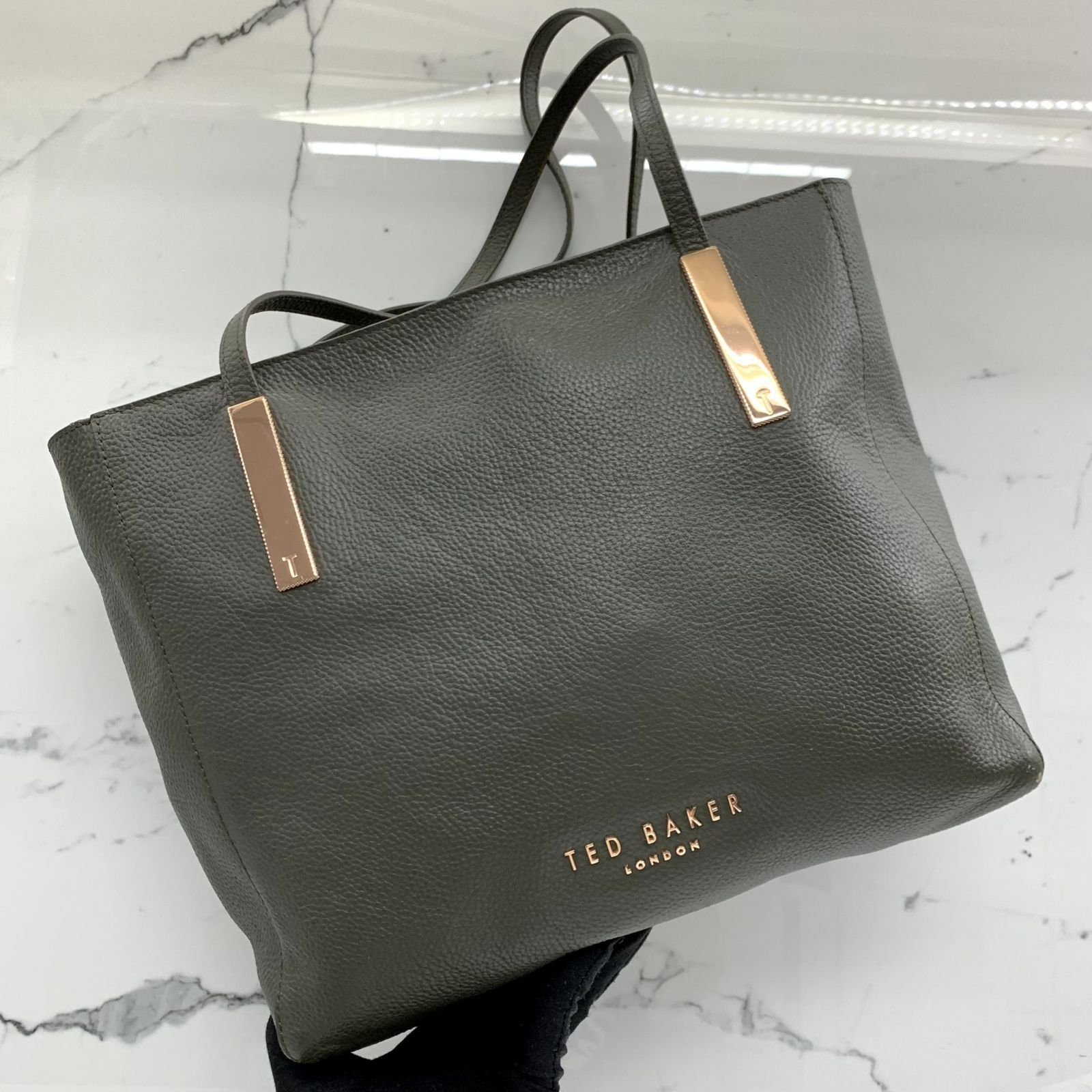 TED BAKER GREEN LEATHER W POUCH TOTE BAG 237017065 KM