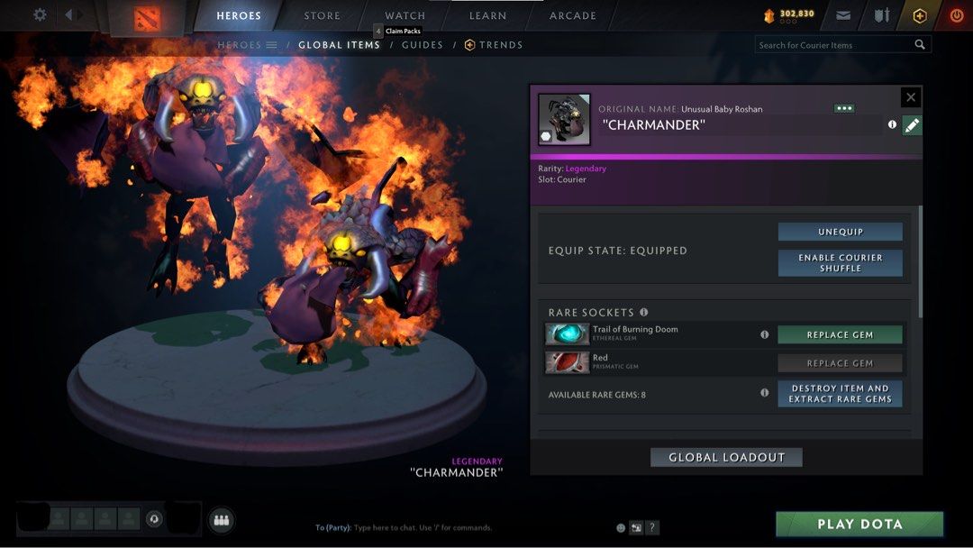 Dota 2 unusual baby roshan trail of burning doom and red video
