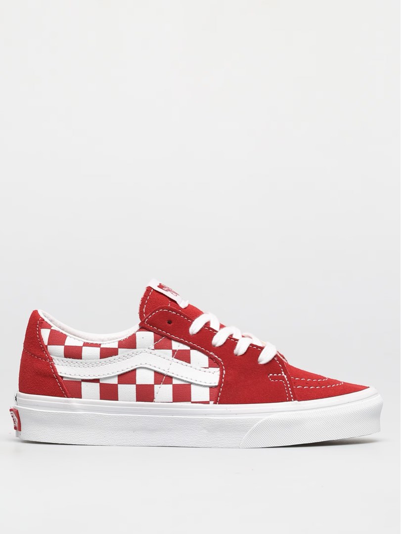 Red checkerboard vans high outlet top