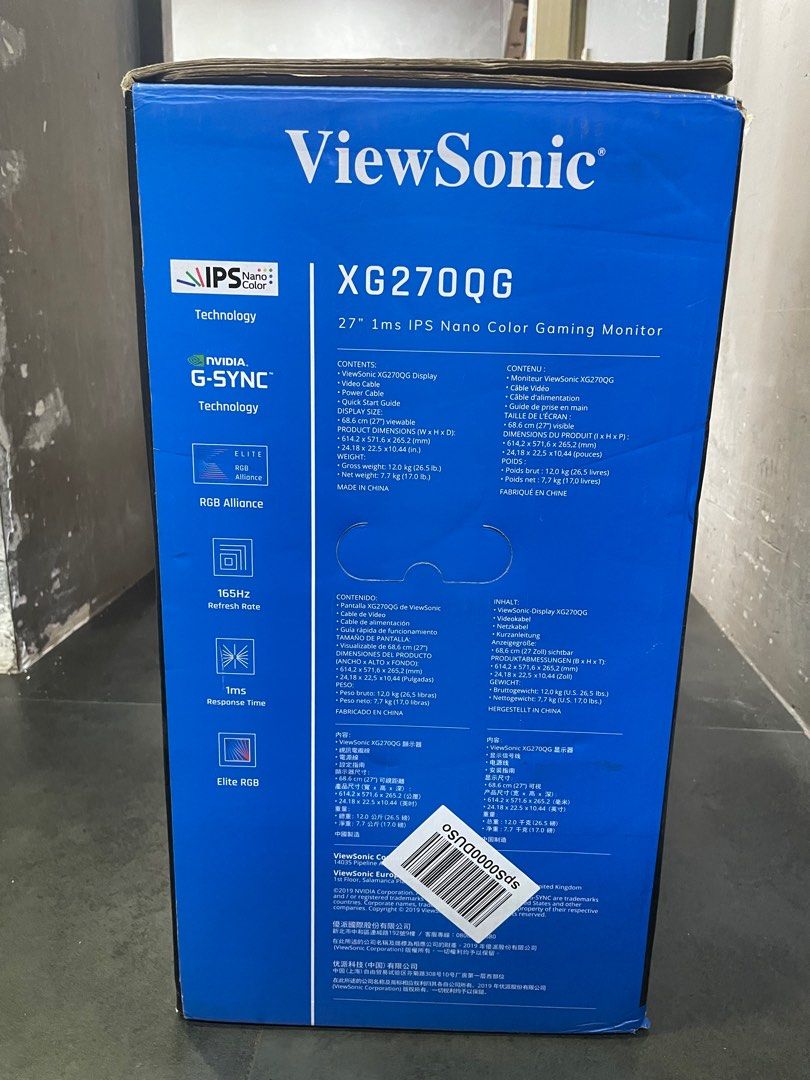 Viewsonic XG270QG Elite 27" Fast Action RGB 165Hz OC, IPS Nano color