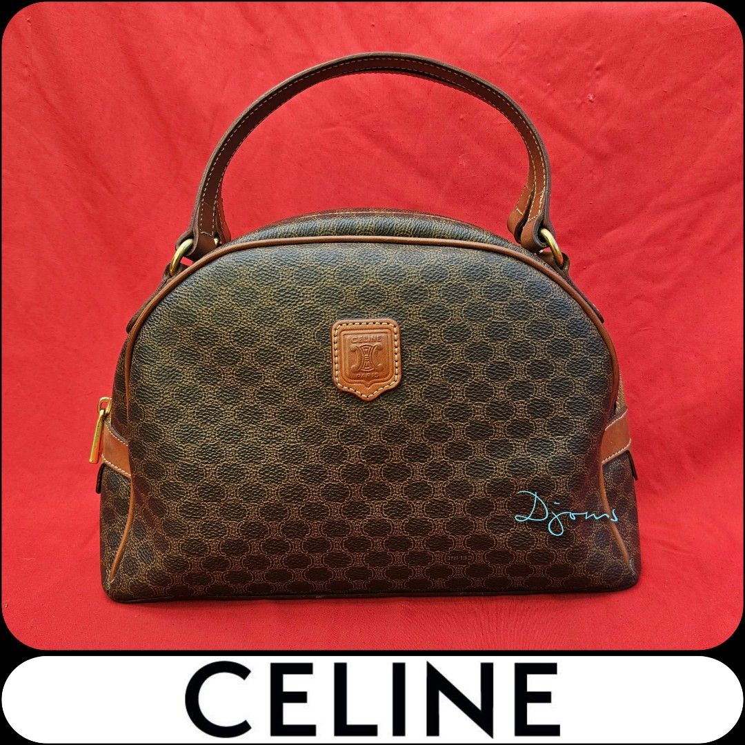 Celine, Bags, Celine Vintage Boston Bag In Brown Macadame Coated Canvas