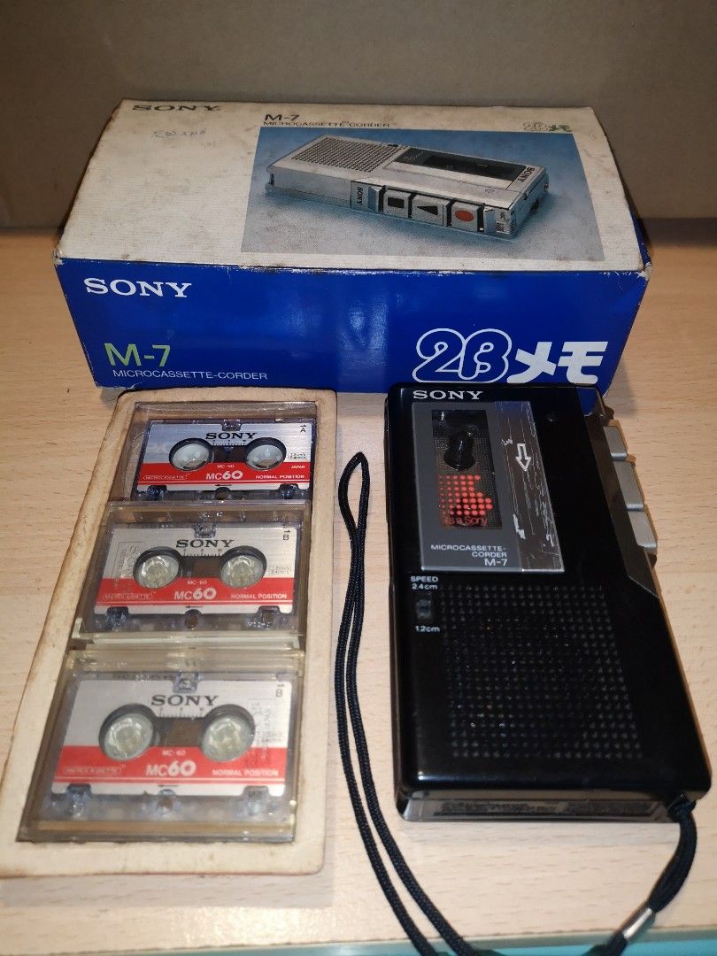 Vintage Sony M-7 micro cassette - corder as is (Category: Portable Music Players) located in Quezon City. Submitted by jo_santos (Listing ID 1238847446, Image 1). Description: Vintage Sony M-7 micro cassette recorder. Selling as is. With power and working motors. Needs belt replacement. Untested for sound. With free micro cassette tape. For Collectors. Pick up only or COD lalamove. West Kamias QC area.