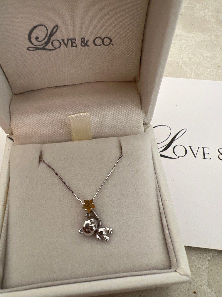 White gold and gemstone pendant and chain Women s Fashion