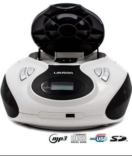 White Lauson CD Player | Portable Stereo Radio | USB | CD MP3 Player for Kids | Stereo Radio | Stereo | Headphone Jack | AUX IN | LCD Display CP640 With Bluetooth