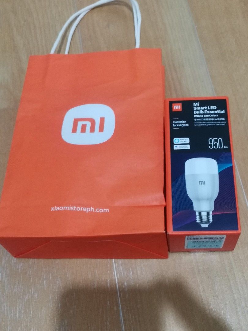 Xiaomi Smart light (Category: Lighting) located in Pasig City. Submitted by mamebon (Listing ID 1238917729, Image 1). Description: Original Xiaomi Smart Bulb (white and color) Brand new purchased on Xiaomi store (Robinsons mall) last June 22,2023 Please see official receipt RFS: spare Sf to be shouldered by buyer.