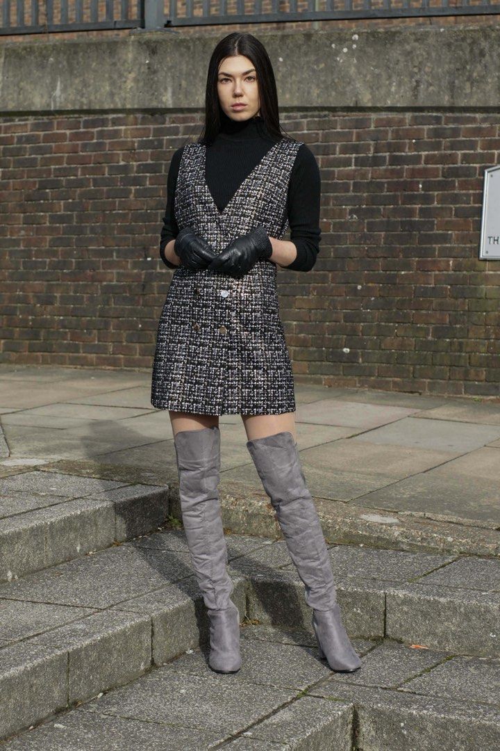 Zara faux sale suede pinafore dress
