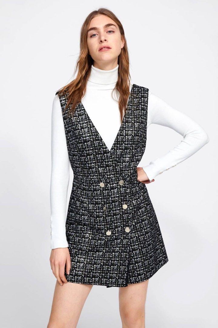 Faux suede pinafore dress top