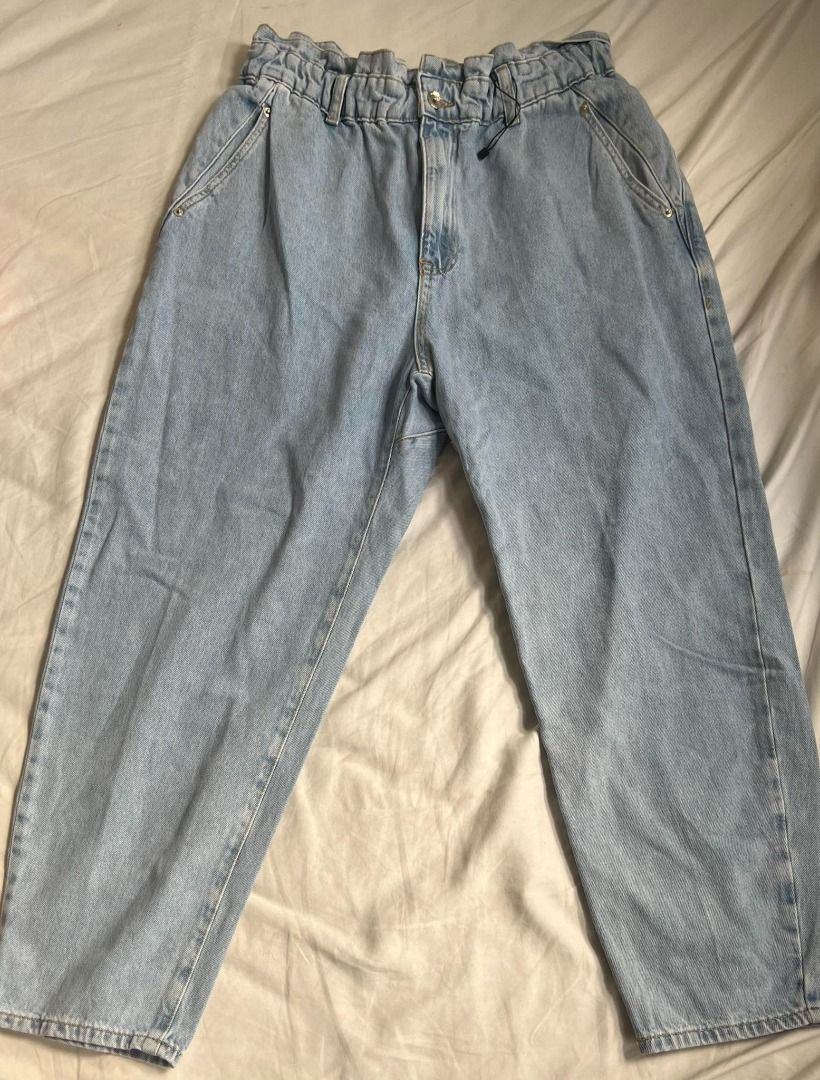 ZARA paperbag jeans denim lightwashed on Carousell