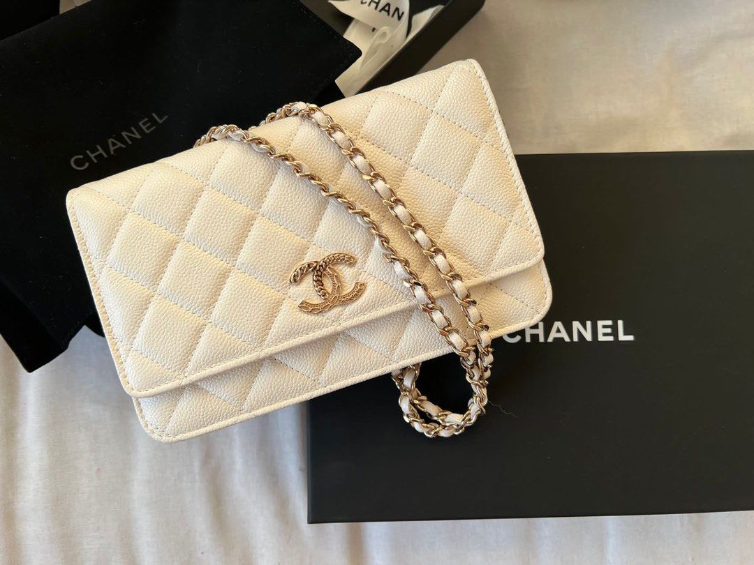 100% authentic Chanel Wallet on Chain. White Caviar., Luxury, Bags &  Wallets on Carousell