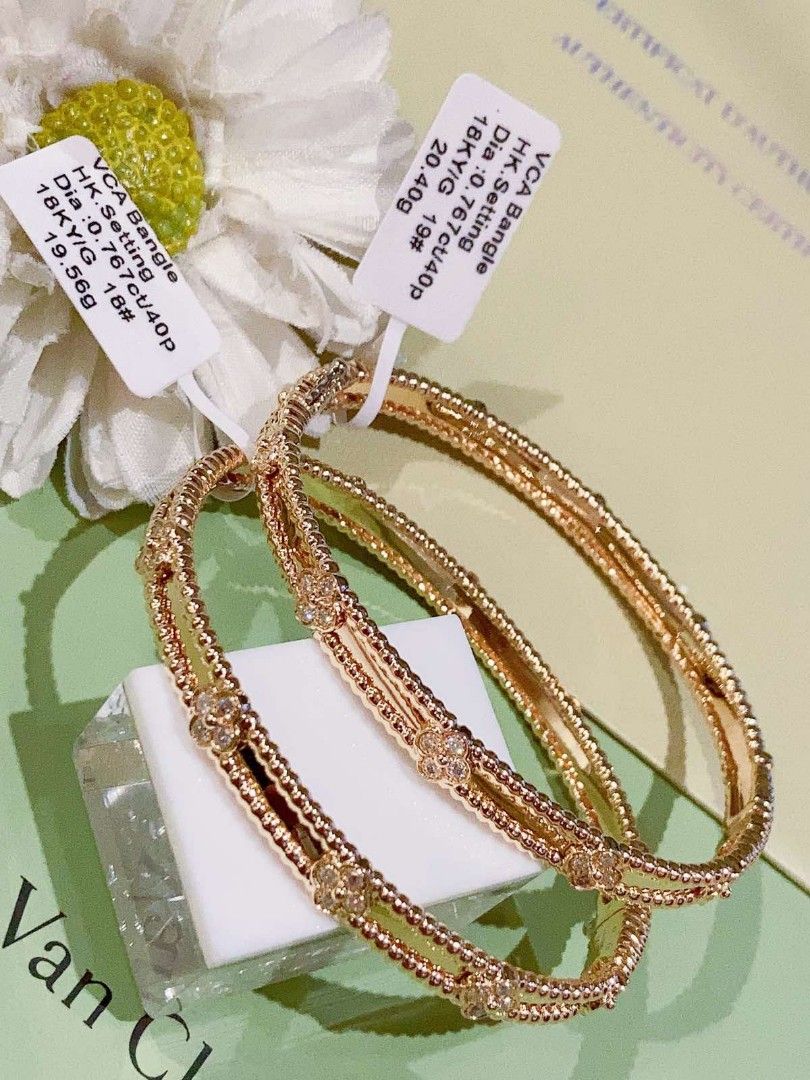 18k yg hk vca bangle Women s Fashion Jewelry Organizers Bracelets on Carousell