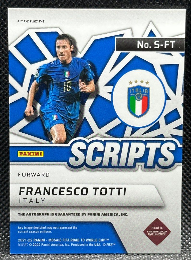 2021-22 Panini Mosaic RTWC =Francesco Totti= Scripts Auto Italy 
