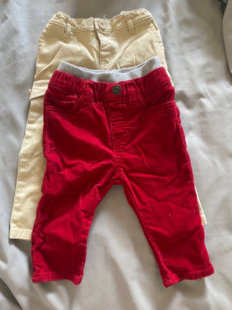 2 Sets of pants (Category: Babies & Kids Fashion) located in Quezon City. Submitted by andreazee (Listing ID 1239013093, Image 1). Description: H&M-red corduroy 6 months Gingersnaps khaki cargo size 6.