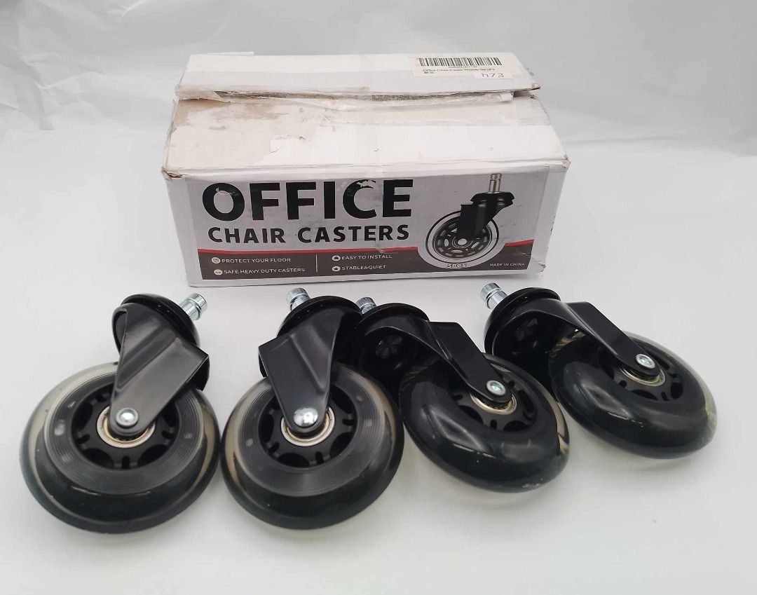 Supernic 5-Pack Rollerblade Style Office Chair Wheels - PU Caster Wheels Replacement For Hardwood, Laminate, Carpet & Tile Floors-1103306