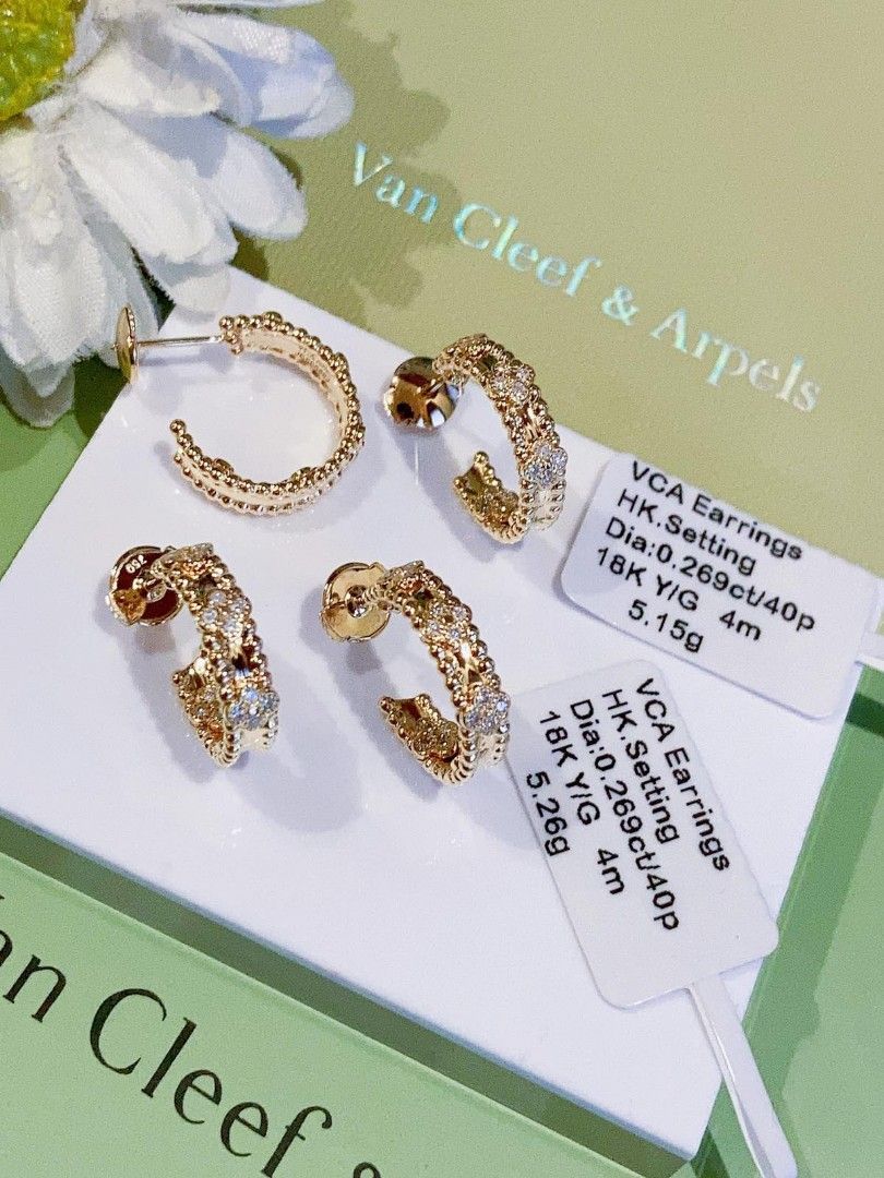 4m Yg Vca Perlee dia Earrings Hk on Carousell