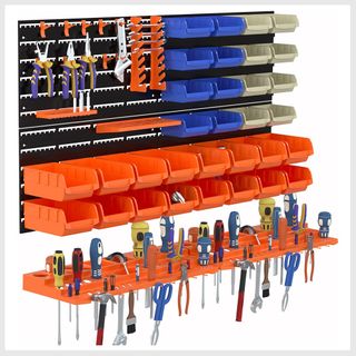 XDOVET Garage Organizer Bins, 30pc Wall Mount Storage Small Parts Bins with Peg Board and Install Screws, Store Your Nuts, Bolts, Screws, Nails