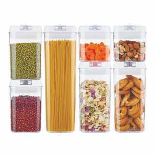 7pc Set Easy Open Airtight Transparent Small PP Plastic Food Storage Container