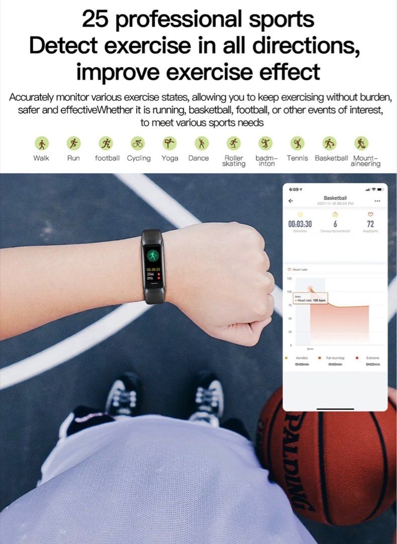 Smart Watch Black Amoled 2023 Smart Band Heart Rate Blood