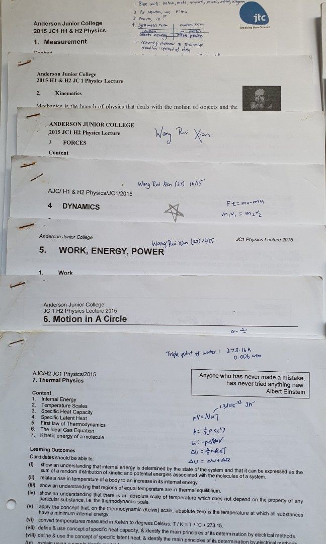 AJC H2 Physics Notes + Summary Notes, Hobbies & Toys, Books & Magazines ...