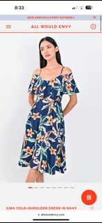 All Would Envy ILMA COLD-SHOULDER DRESS IN NAVY