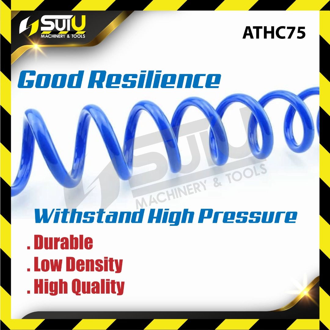 ATHC75 8MM x 7.5M Coil Hose / Pu Coil Tubing Compressor Hose c/w Quick