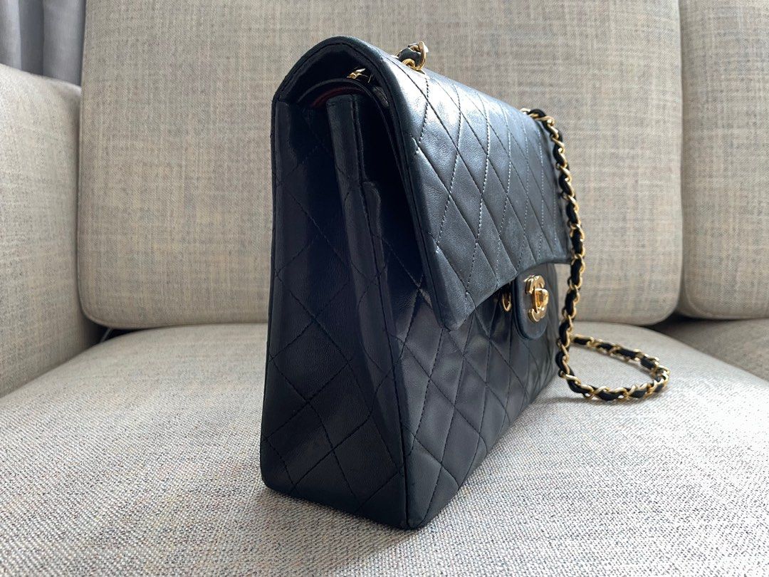 Authentic Chanel PTT Shoulder Bag, Black Caviar with Gold Hardware