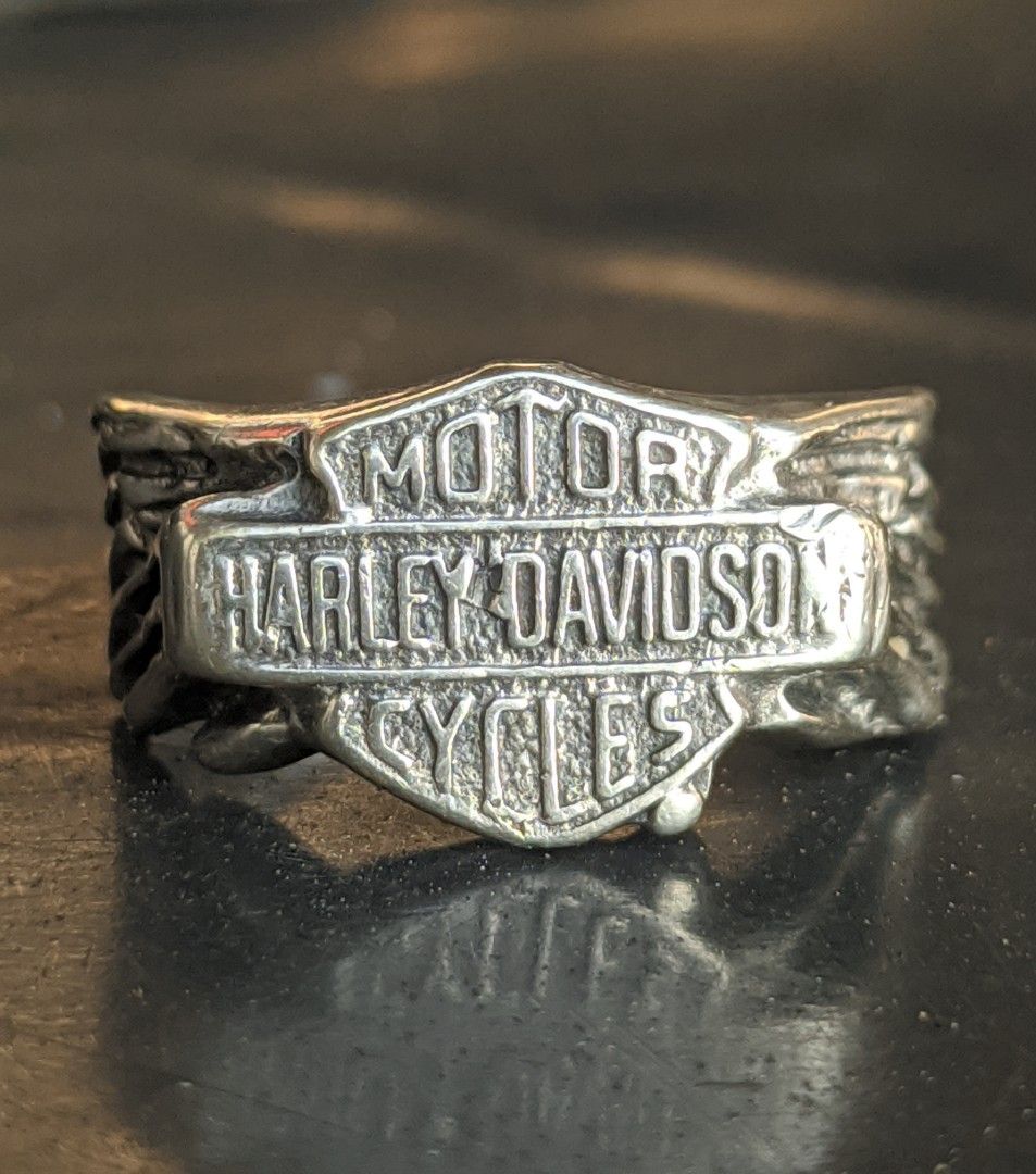 AUTHENTIC VINTAGE EARLY 90 S HARLEY DAVIDSON PURE STERLING SILVER RING CINCIN PERAK