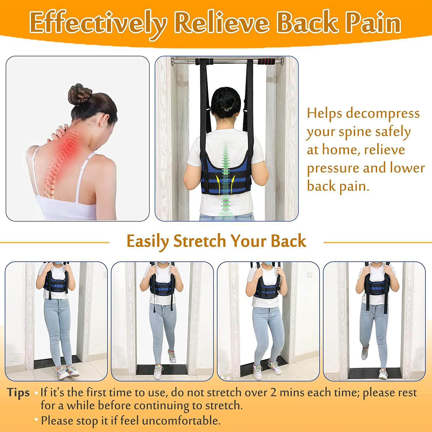 Back Stretcher Lumbar Traction Device Spine Decompression Belt for