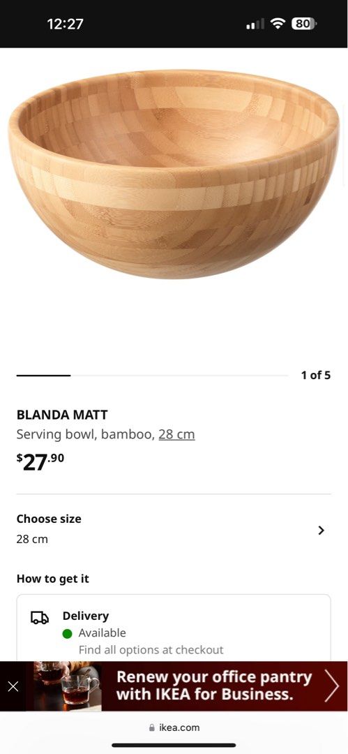 BLANDA MATT Serving bowl bamboo 28 cm Furniture Home Living
