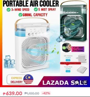 BNew ABLE Portable Air Cooler Fan with Mister and Night Light