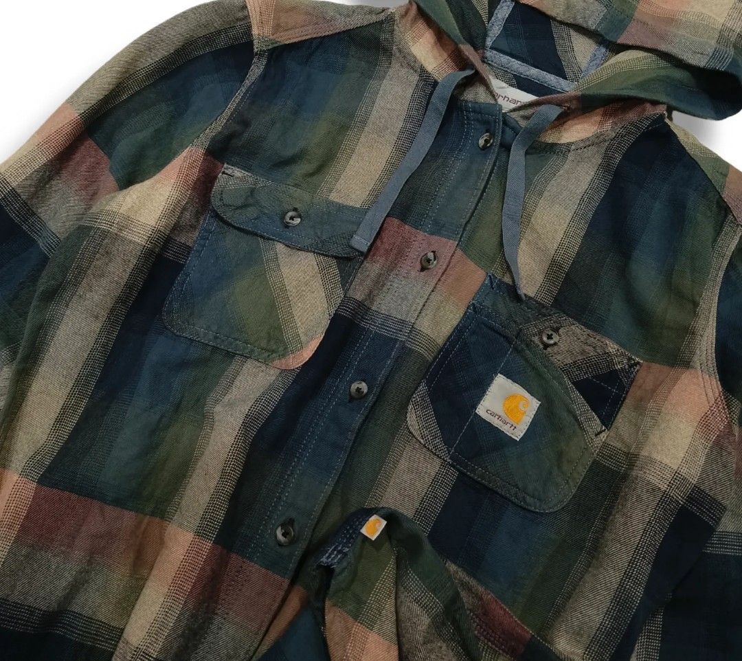 Carhartt hooded hot sale flannel jacket