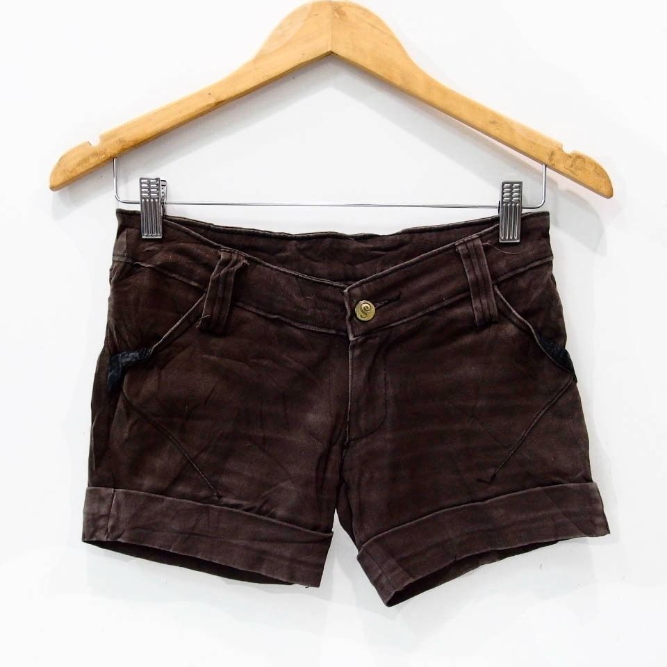 CG361 SIZE S M BROWN STRETCH JEANS HOTPANTS WANITA IMPORT