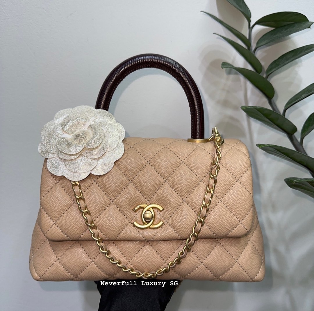 Chanel Coco Handle Small Beige Caviar Ghw, Luxury, Bags & Wallets on  Carousell