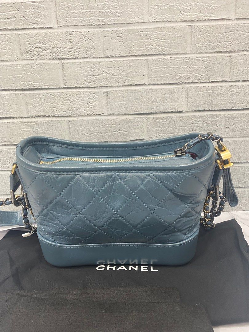 Chanel gabrielle small blue GHW #25 holo,card,db,box