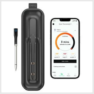 Chef iQ Smart Wireless Meat Thermometer w/ 3 Probes, Unlimited Range,  Bluetooth & Wifi, App Enabled, Smart Hub 