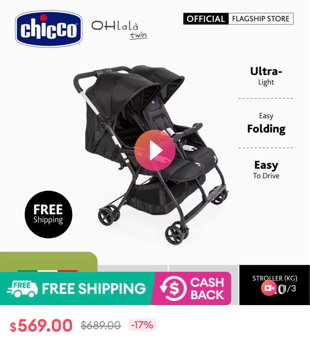 Chicco ohlala twin stroller Babies Kids Going Out Strollers