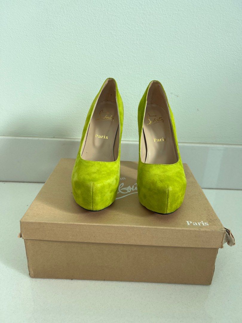 Christian louboutin green suede heel Women s Fashion Shoes on