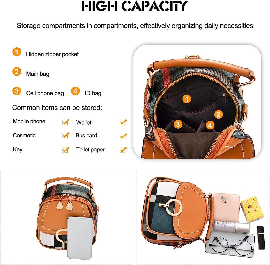 Backpack purse hidden zipper top