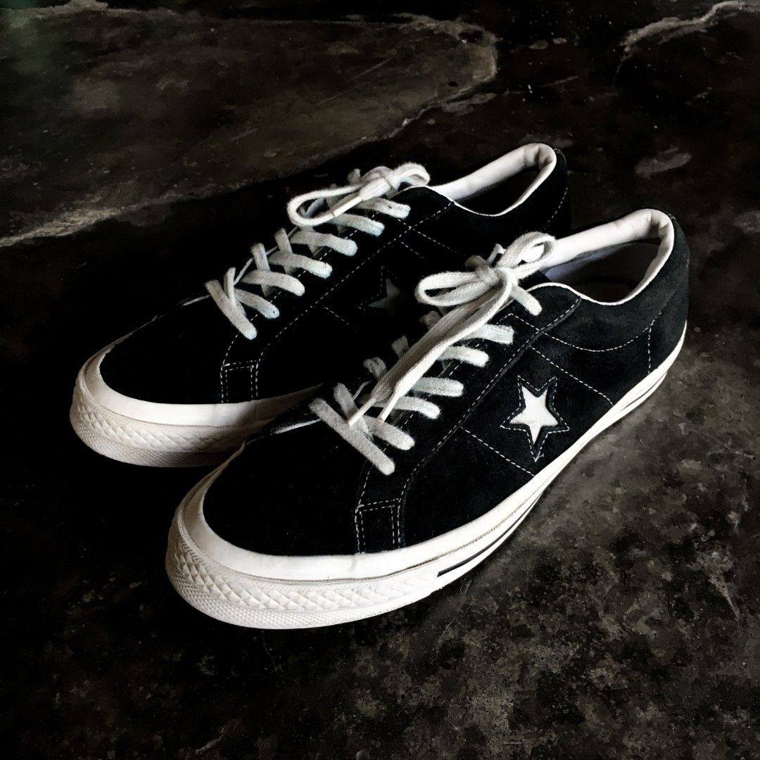 Converse one star clearance black white suede