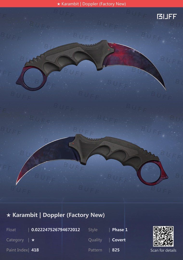 CSGO Karambit doppler phase 1, Video Gaming, Gaming Accessories, In