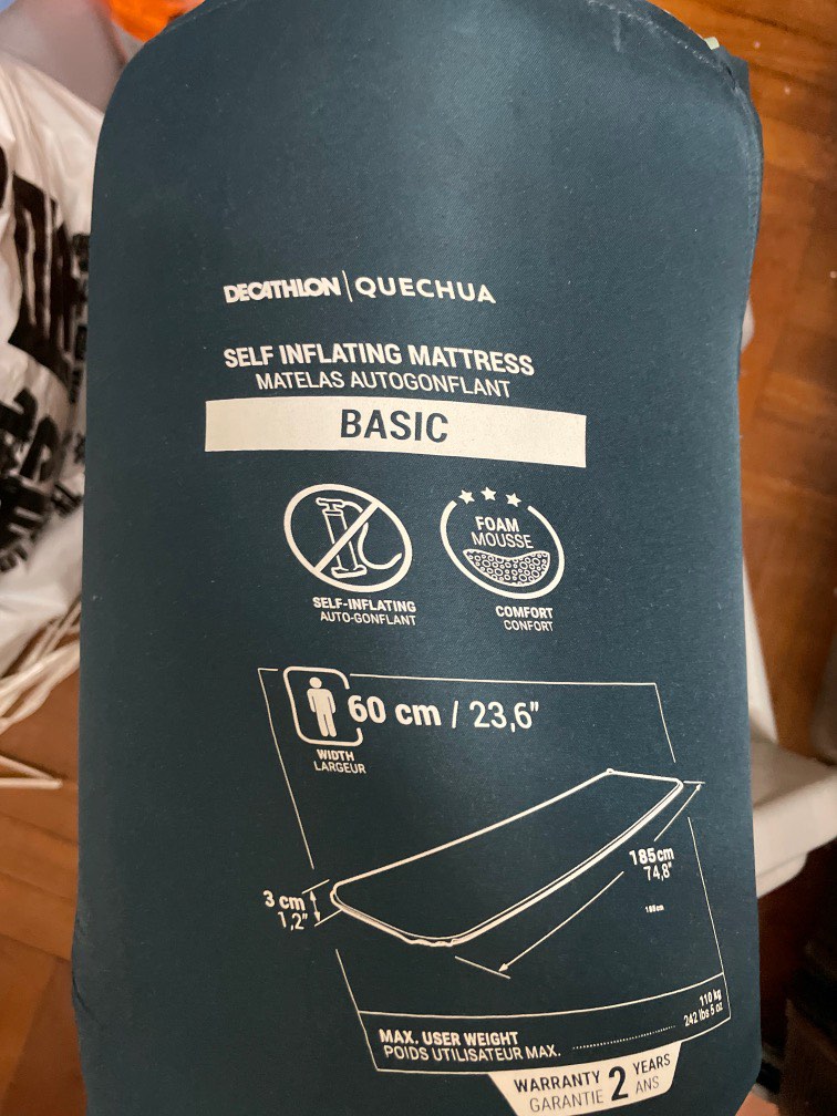 Decathlon Quechua Self Inflating Mattress Matelas Autogonflant, 運動產品, 行