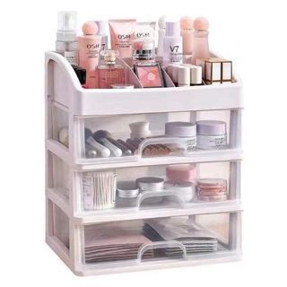 ￼Desk Make Up Organizer Acrylic Dresser Cosmetic Perfume Skin Care Mini Drawer Makeup Storage Box