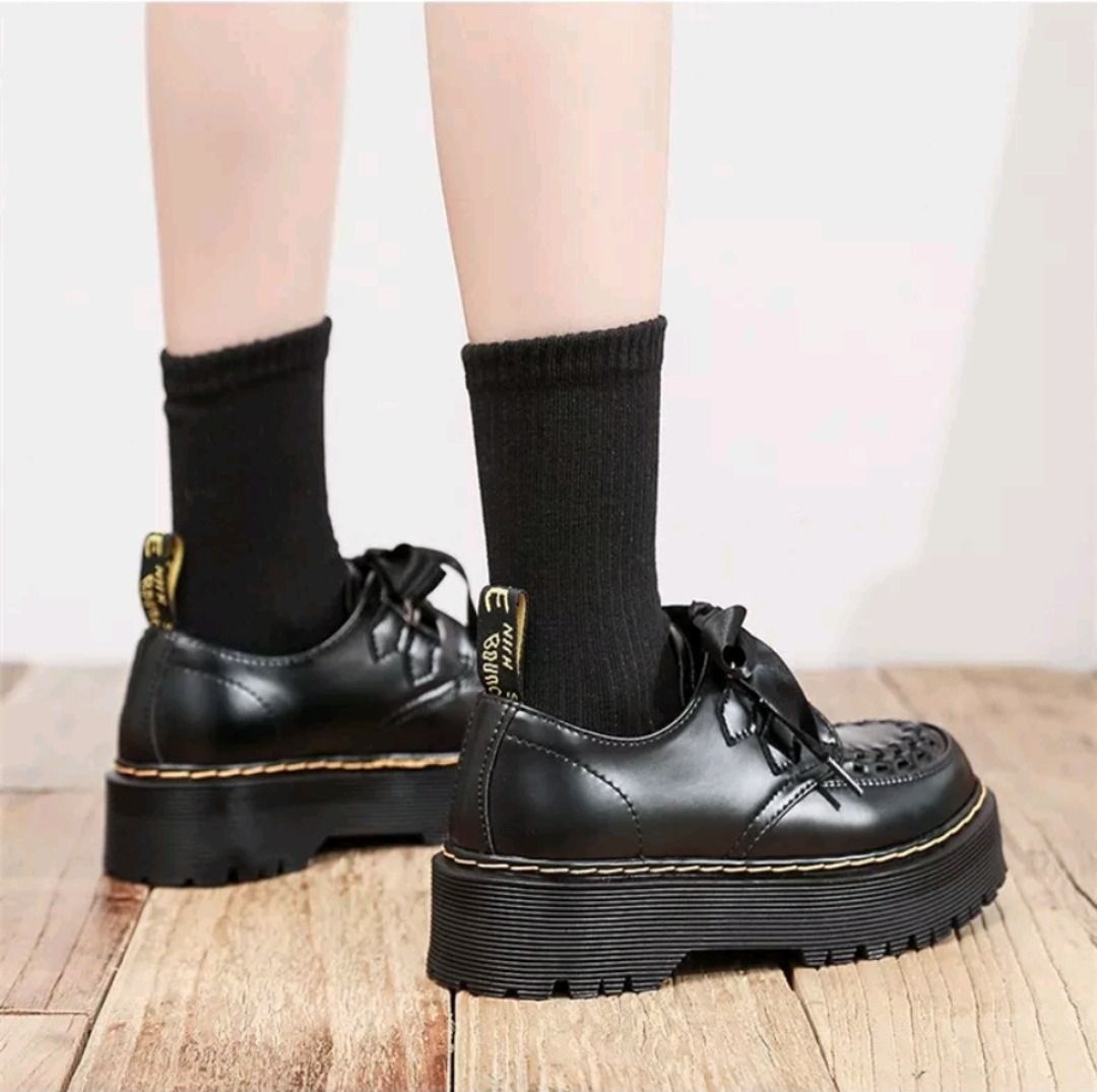 Sidney Leather Creeper Platform Shoes in Black