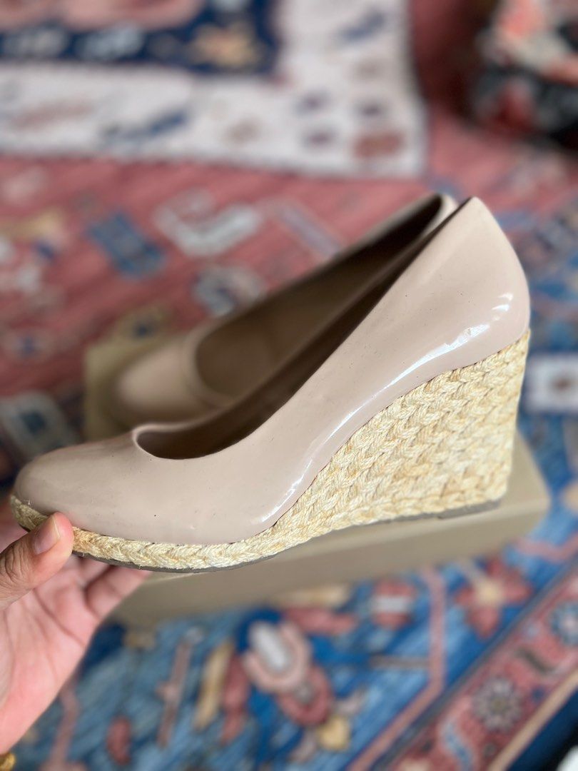 Dune hot sale nude wedges