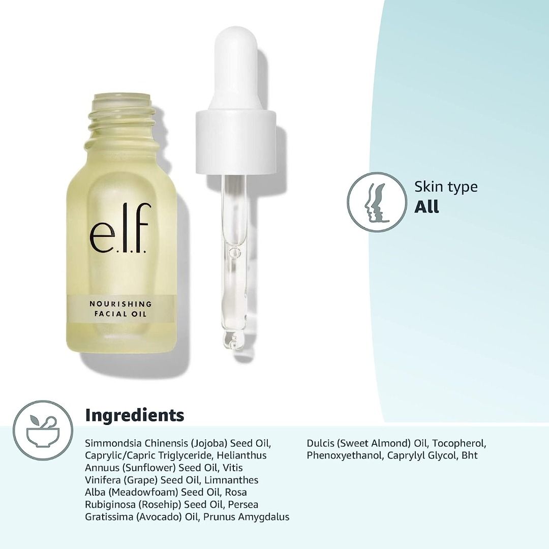 ELF Skin Nourishing Facial Oil, Moisturizing & Nourishing Formula 15mL