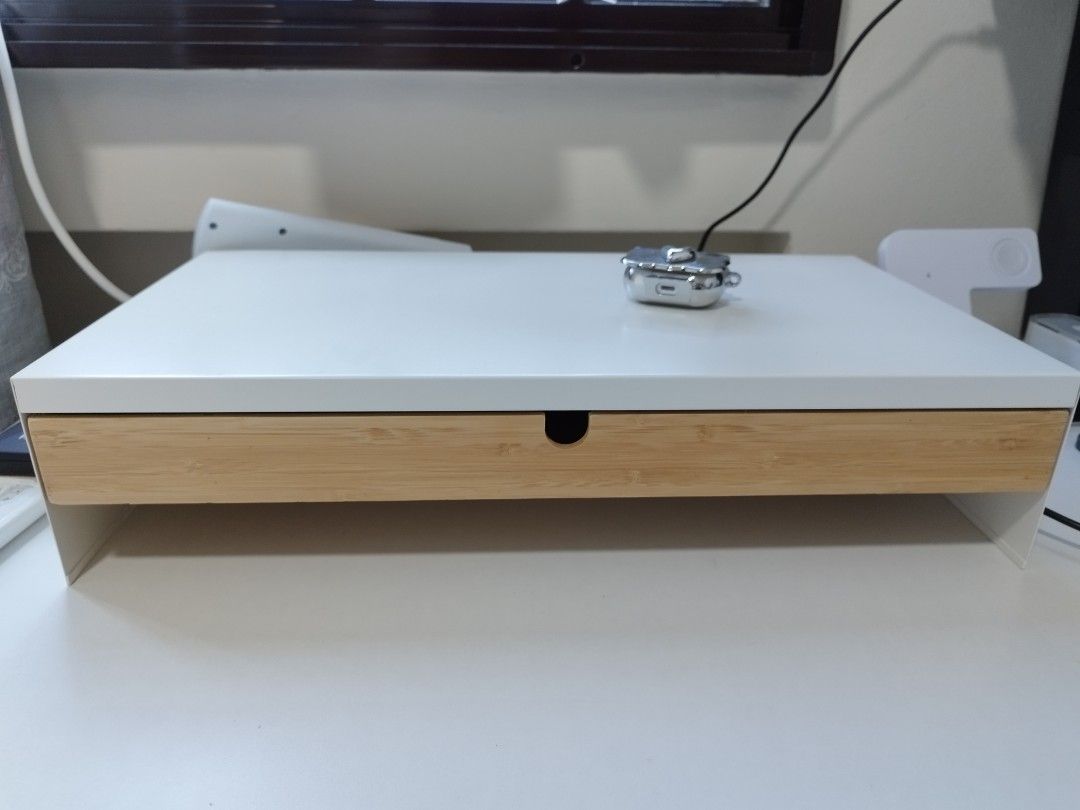 ELLOVEN Monitor stand with drawer, white, Computers & Tech, Parts