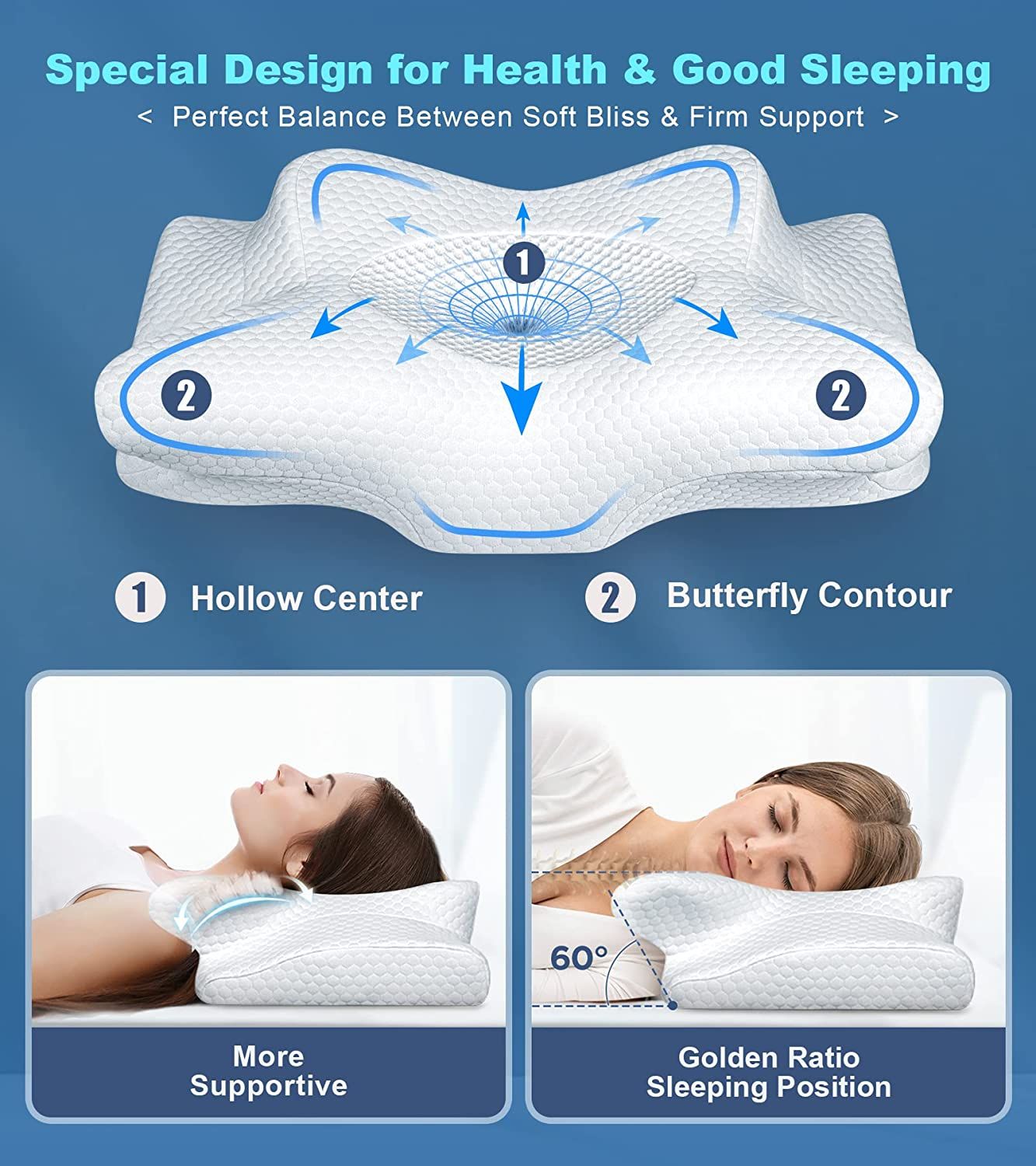 L Shaped Pillow Side Sleeper Pillow for Neck and Shoulder Pain Relief –  Adjustable Shredded Memory Foam - Cervical Shoulder Pillow for Back  Sleepers 