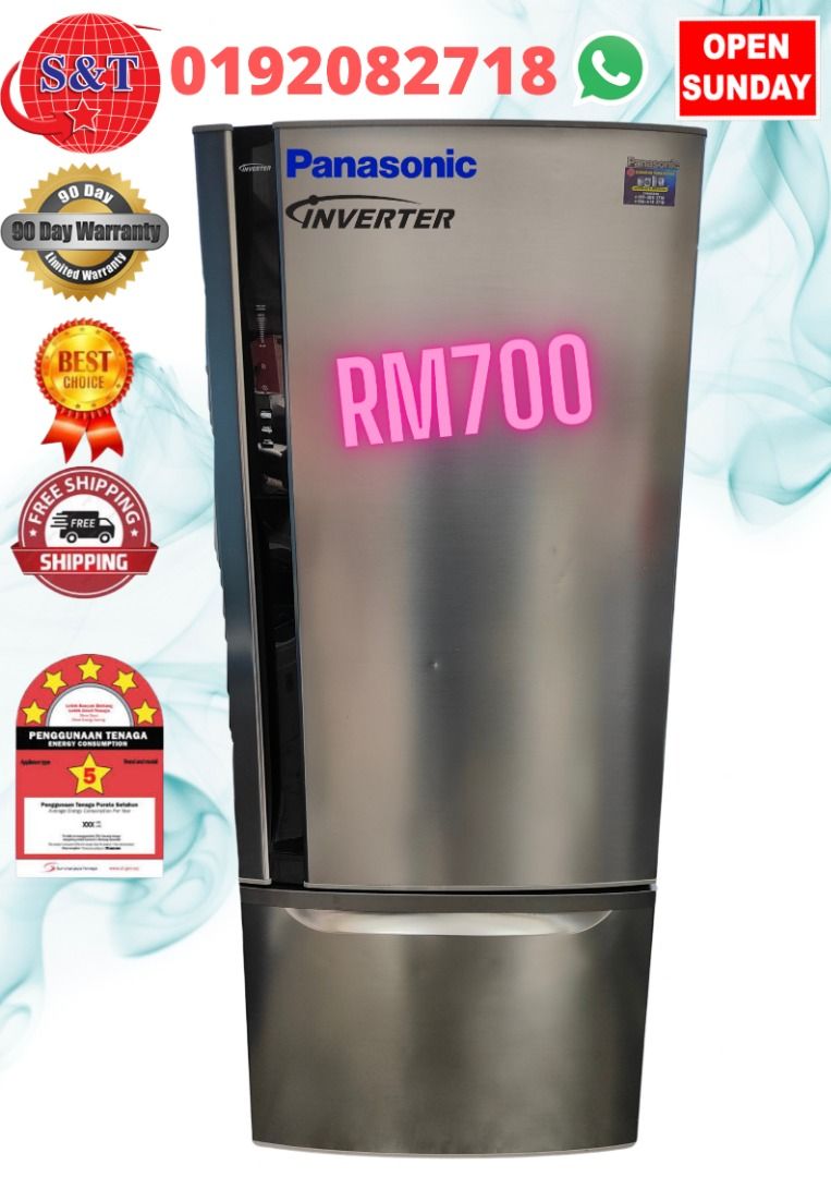 FRIDGE DOUBLE DOOR PANASONIC INVERTER JUMBO, TV & Home Appliances